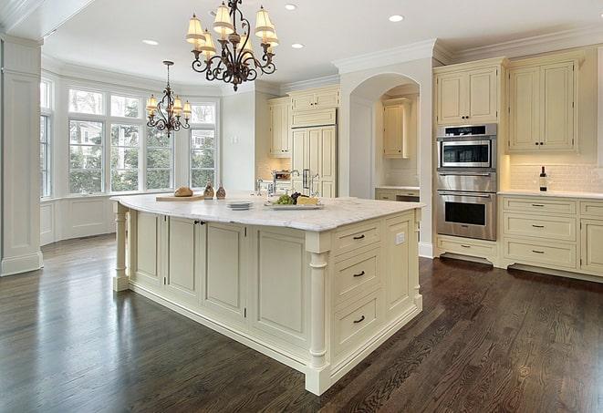 bright and airy dining room with laminate floors in Highwood, IL